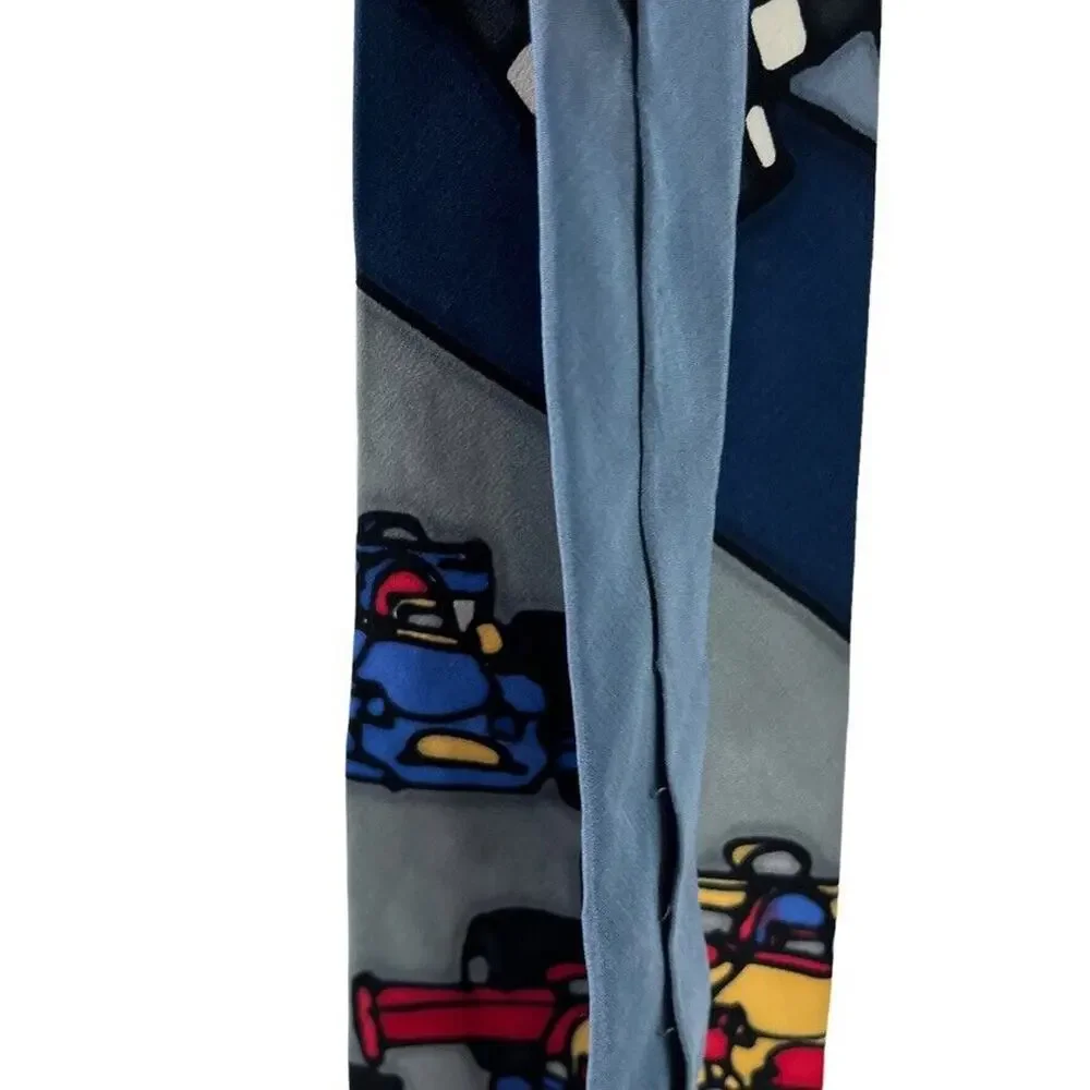 Robert Daskal Hand Painted Hand Sewn Signed Neck Tie Car Racing 100% Silk